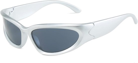 Vintage wikkelzonnebril - Ovalen zonnebril Futuristisch Y2K sportbril UV400 voor heren en dames