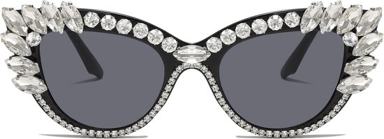 Vintage zonnebril kattenogen diamantvorm dames, retro trendy feestbril kat en strass jubileum