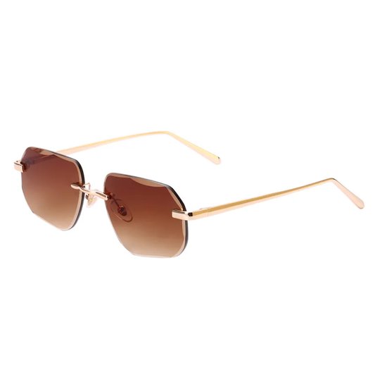 VIP DESIGNER Elite Diamond Cut Brown 9K Gold - Zonnebril Heren En Dames Sunglasses UV Protected - Bril - Fiets - Sport - Festival bril - Fashion van VIP DESIGNER