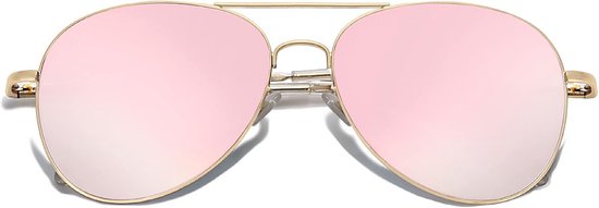 Vliegenier Gespiegeld Flat Lens Zonnebril Metalen Frame met Veerscharnieren van Merkloos