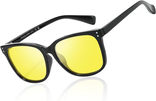 Vrouwen Nachtzicht Rijbril, Gepolariseerde Gele Tint Anti Glare & Verbeterde Visie Eyewear voor Nachtelijk Rijden