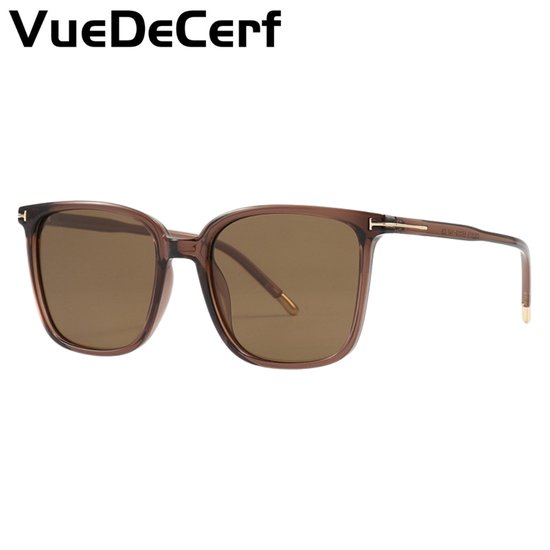 VueDeCerf Unisex Zonnebril - CAT 3 Zonnebril - UV380 - Vierkant - Bruin Montuur met Bruine Glazen van Merkloos