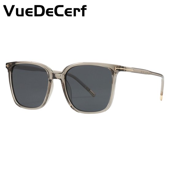 VueDeCerf Unisex Zonnebril - CAT 3 Zonnebril - UV380 - Vierkant - Grijs Montuur met Grijze Glazen van Merkloos
