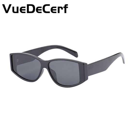 VueDeCerf zonnebril voor mannen en vrouwen - CAT 3 zonnebril - UV380 - Cat Eye - Zwart montuur met grijze lenzen van Merkloos