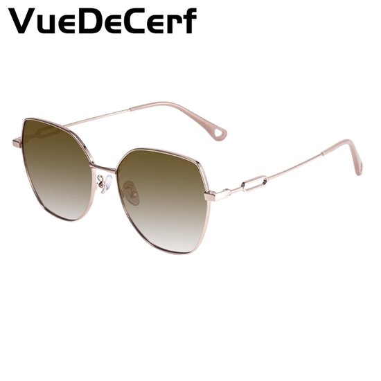 VueDeCerf Zonnebrillen voor dames - Theekleurige zonnebril - UV380 - Metalen brilmonturen - CAT 3 Zonnebrillen –Trendy Mode Montuur - UV-beschermende zonnebril van Merkloos