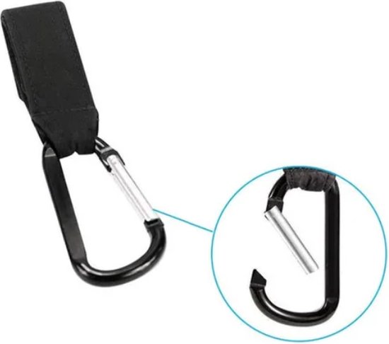 Wandelwagen haak | Klittenband | Zwart | Wandelwagen Accessoires van A3