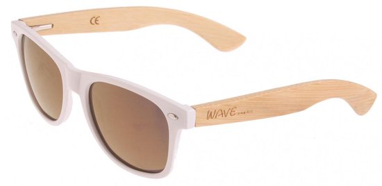 WAVE HAWAII Bamboo Zonnebril ADI, Wit - Goud gepolariseerde glazen van WAVE HAWAII