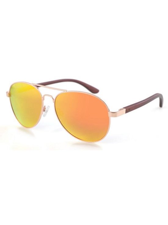 Wave Hawaii Zonnebril Lookback Vierkant Uv400 Hout/rvs Bruin van WAVE HAWAII