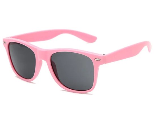 Wayfarer Classic zonnebril - Rechthoekig Roze Montuur - Zwarte Glazen - Bril Hipster Vintage Retro Dames Heren Vierkant Rechthoekige Classic | Carnavalsbril | Festival bril| Retro Zonnebril | Zonnebril Heren | Zonnebril Dames | Roze
