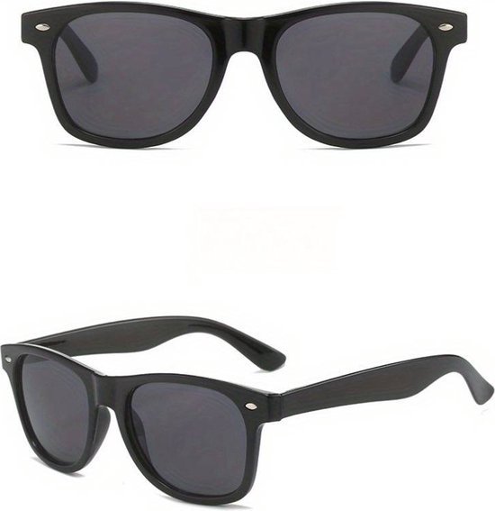 Wayfarer Classic zonnebril - Rechthoekig Zwart Montuur - Zwarte Glazen - Bril Hipster Vintage Retro Dames Heren Vierkant Rechthoekige Classic - Carnavalsbril - Festival bril| Retro Zonnebril - Zonnebril Heren - Zonnebril Dames | van Ray-Ban