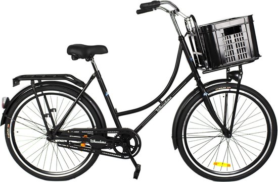 Wheelerz omafiets classic 26 inch matzwart | inclusief voordrager & krat van Wheelerz