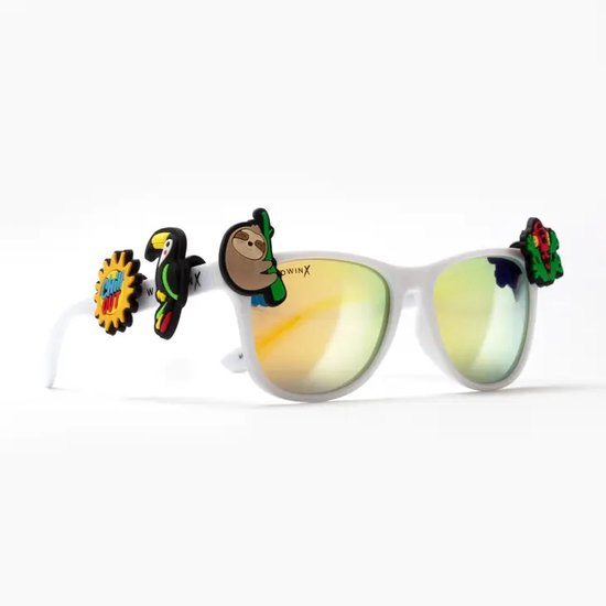 WildWinx - White Tropical- Kinder zonnebril - kinderzonnebrillen meisjes - kinderzonnebrillen jongens - vanaf 3 jaar - uv400 bescherming - zonnebril - bedels - vintage - hip - stoer - design van WildWinx