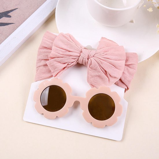 Without Lemon - Zonnebril en Haarband Strikje - Zomer - Trendy - Mode Must-haves - Cadeau Set - Meisjes - Vakantie - 0 tot 5 jaar Roze van Merkloos