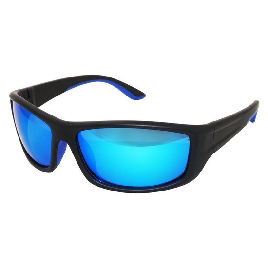 WK Amoy TR-90 Extra Light+Flexible Zonnebril- TAC polarized UV400 lens met anti reflectie laag-100% verwering van UVA,UVB,UVC - TR-90 Strong +light+Flexible Frame - Mat zwart montuur met blauwe REVO coating Sportzonnebril van WK Amoy