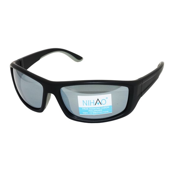 WK Nihao TR-90 Extra Light+Flexible Zonnebril- TAC polarized UV400 lens met anti reflectie laag-100% verwering van UVA,UVB,UVC - TR-90 Strong +light+Flexible Frame - Matzwart montuur met Zilver REVO coating Sportzonnebril van WK Nihao