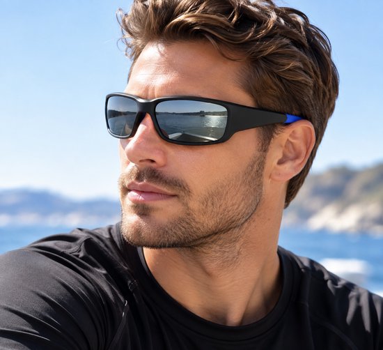 WK Premium Sport Zonnebril – Gepolariseerde UV400 Zilver REVO TAC Lenzen – Ultralicht en Flexibel TR90 Montuur – Zachte Rubberen Neus- en Oorpads – Mat Zwart – Ideaal voor Autorijden, Fietsen en Outdoor