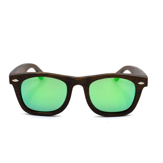 Woed® Zonnebril - Heren en Dames - Houten Zonnebril Gepolariseerd - UV400 Lens - Blauw/groen lens - TIDEFALL