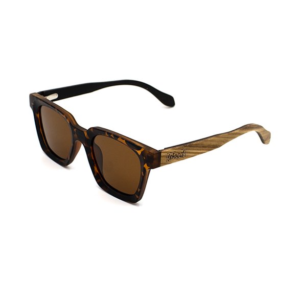 Woed® Zonnebril - Heren en Dames - Houten Zonnebril - UV400 Lens - Bruine lens - SAVANNA van Merkloos