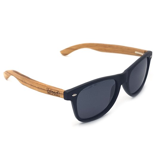 Woed® Zonnebril - Heren en Dames - Houten Zonnebril - UV400 Lens - Zwarte lens - DARK SUN van Merkloos