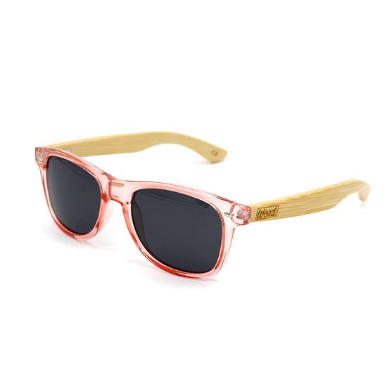 Woed® Zonnebril - Heren en Dames - Houten Zonnebril - UV400 Lens - zwarte lens - SISKIYOU PINK van Woed