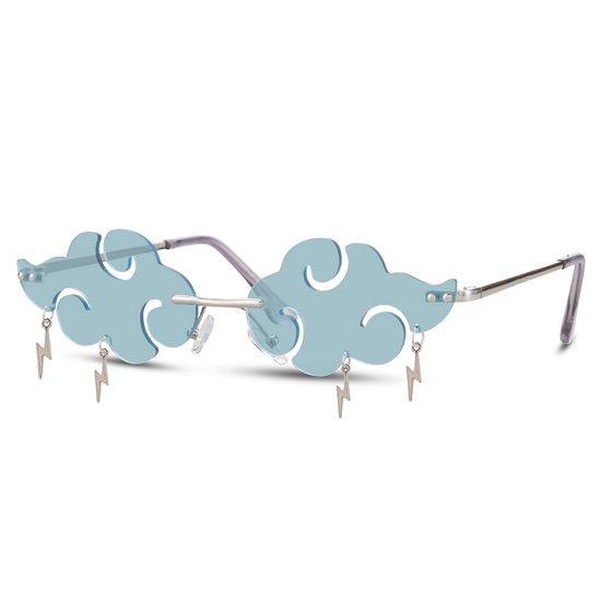 Wolken zonnebril - Zonnebrillen - Festival bril - Rave bril - Glasses - Bliksemschicht - Blauw van Merkloos