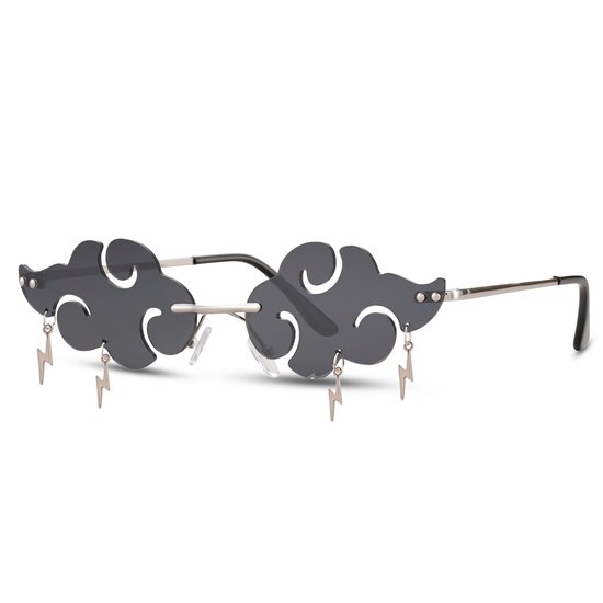 Wolken zonnebril - Zonnebrillen - Festival bril - Rave bril - Glasses - Bliksemschicht - Zwart van Merkloos