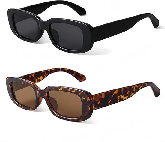 Women's rectangular sunglasses, retro driving glasses, 90s retro fashion narrow square frames, UV400 protection.