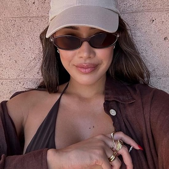 Women's retro oval sunglasses, chic cat-eye 90s sunglasses, lightweight narrow, trendy UV protection. van Merkloos