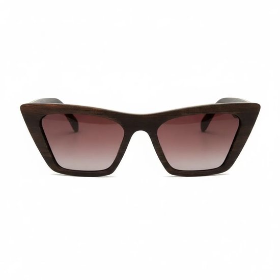 Wooda® Houten Zonnebril Cateye - Bruin Houtaccent - Gepolariseerd - Wooda Cami Marrón Dégradé van Merkloos