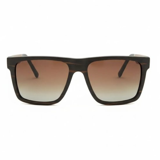 Wooda® Houten Zonnebril Shield - Bruin met Houtaccent - Gepolariseerd - Wooda Kiss Marrón Dégradé van Merkloos