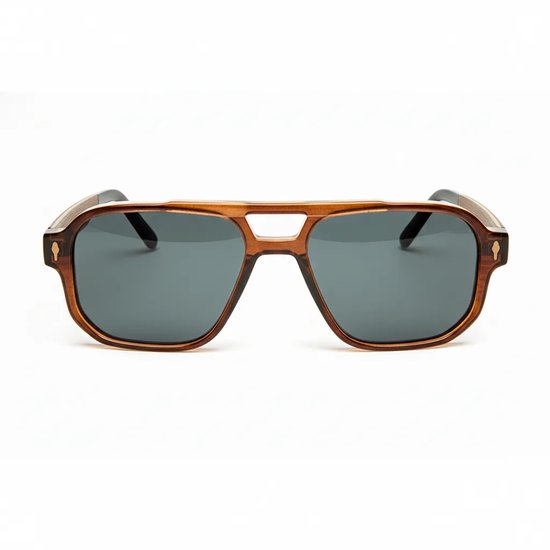 Wooda® Zonnebril Aviator – Bruin Transparant – Gepolariseerd – Wooda Tomani TR Brown Gris
