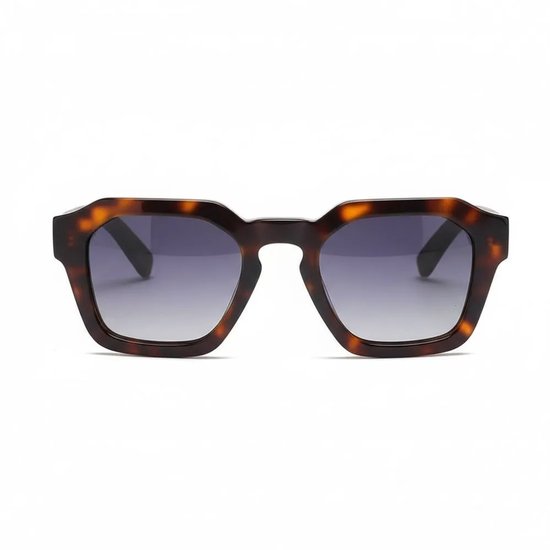 Wooda® Zonnebril Square – Donker gevlamd frame – Gepolariseerd – Wooda Figa Demi Gris Dégradé van Merkloos