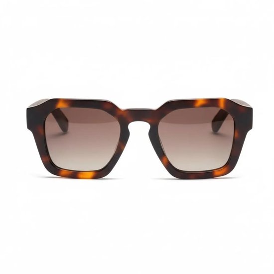 Wooda® Zonnebril Square – Donker gevlamd frame – Gepolariseerd – Wooda Figa Demi Marrón Dégradé van Merkloos