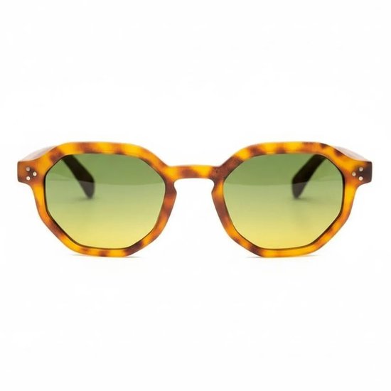 Wooda® Zonnebril Zeshoekig – Gevlamd amber frame – Gepolariseerd – Wooda Labritja Orange Verde à Amarillo