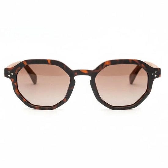 Wooda® Zonnebril Zeshoekig – Gevlamd Carey frame – Gepolariseerd – Wooda Labritja Demi Brown Marrón Dégradé