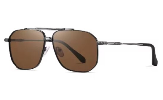 WVspecials luxe zonnebril bruin met zilver - zonnebril heren - zonnebrillen - zonnebril heren sportief - zonnebril heren - Zonnebril Heren - 2024 - Gepolariseerde glazen - Sunglasses - Zonnebril unisex