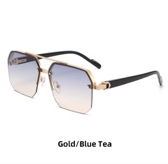 WVspecials zonnebril gold/blue tea - zonnebril heren - zonnebrillen - zonnebril heren sportief - zonnebril heren - Zonnebril Heren - 2024 - Gepolariseerde glazen - Zwart - Sunglasses van Merkloos