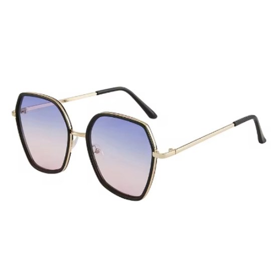 WVspecials zonnebril paars met goud rond - Zonnebril Unisex - 2024 - Gepolariseerde glazen - Paars met Zwart - Sunglasses van Merkloos