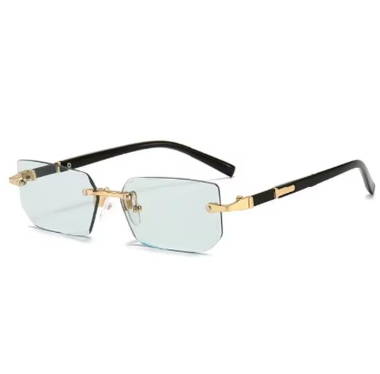 WVspecials zonnebril rechthoekig licht groen - Zonnebril Unisex - 2024 - Gepolariseerde glazen - Paars met Zwart - Sunglasses