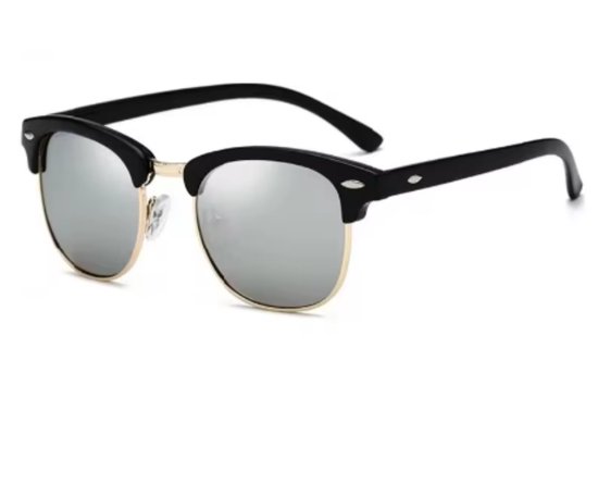 WVspecials zonnebril semi luxe zilver met zwart - Zonnebril Unisex - 2024 - Gepolariseerde glazen - Paars met Zwart - Sunglasses