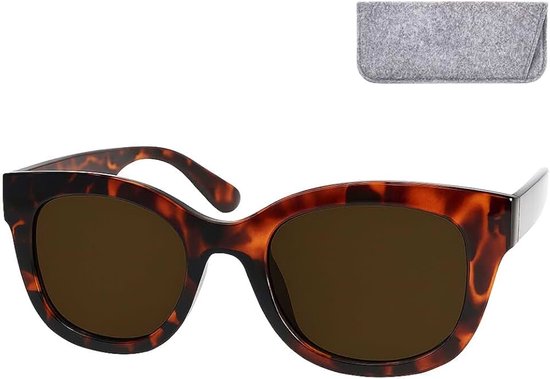 XL zonne-leesbril rechthoekig – oversize dik montuur & grote glazen, incl. etui