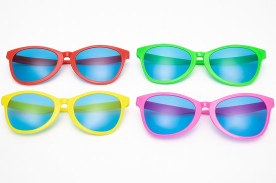 XXL Partybril / Festivalbril – Oversized Neon Zonnebril met Blauwe Glazen – Feest Accessoire – Unisex – One Size van Merkloos