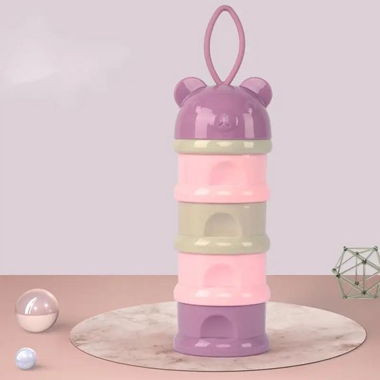 Ychee - Baby melkpoeder Box - 4 lagen - Voedsel Box - Snack - Fruit - Snoep - Handig - Opslag - Onderweg - Reizen - Afneembaar - 22x7.5cm - Beer Paars van Ychee