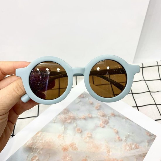 Ychee - Kinder Zonnebril - UV400 - Retro - Vintage - Trendy - Hippe - Ronde Zonnebril - Unisex - 0 tot 5 jaar - Blauw van Ychee