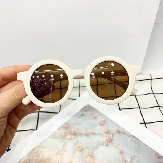 Ychee - Kinder Zonnebril - UV400 - Retro - Vintage - Trendy - Hippe - Ronde Zonnebril - Unisex - 0 tot 5 jaar - Wit van Ychee