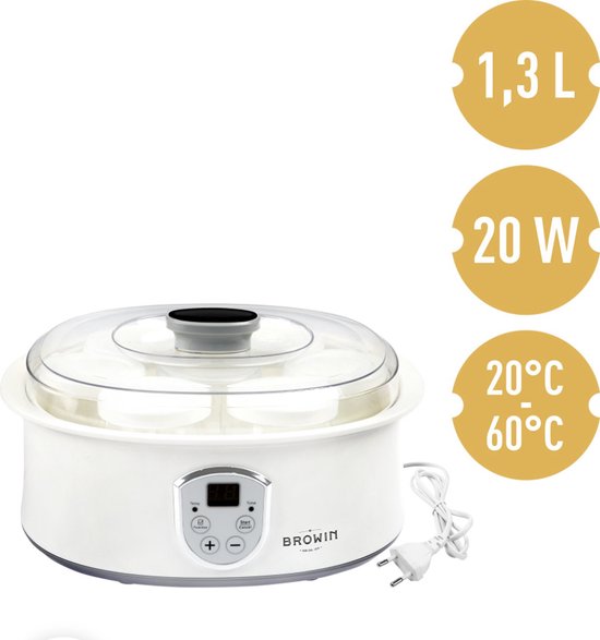 Yoghurtmaker 1.3 liter met 7 potten - joghurtmaker - yoghurtmaker met thermostaat van Merkloos