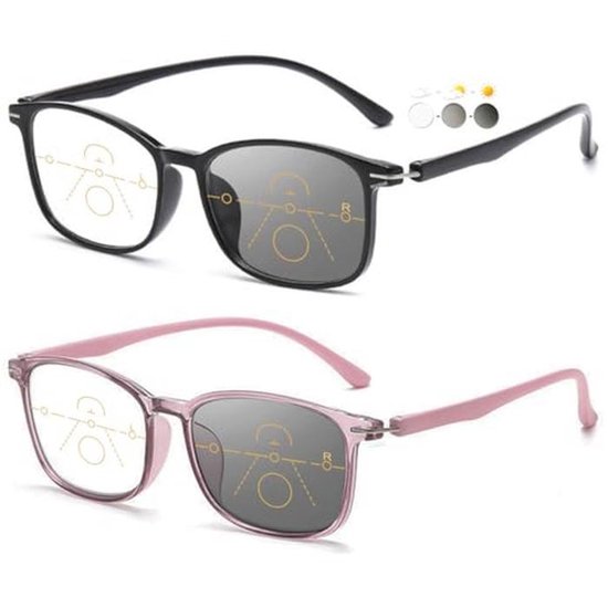 Zelfkleurende progressieve multifocale zonnebril met UV-bescherming en anti-blauw licht van Merkloos