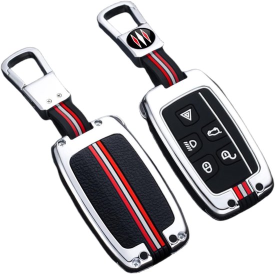 Zinklegering sleutelhoes houder voor Land Rover en Jaguar - Compatibel met A9, Range Rover, Sport, Evoque, Freelander, Discovery 4 - 5 toetsen (zilver) van Merkloos