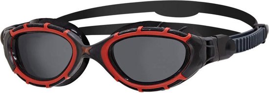 Zoggs Predator Flex Polarized Zwembril Black Red, Polarized Smoke Small Fit van Zoggs