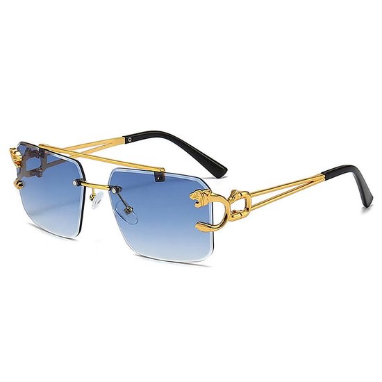 Zonnebril Blauw | Rimless Glasses | Oversized | Frameloos Zonnebril| Trendy Eyewear voor Heren en Dames | Randloze Zonnebril | Heren/ Dames bril | zomerbril/ bril/ brillen | Heren zonnebril / zonnebril zonder rand | zomer bril | Randloze bril